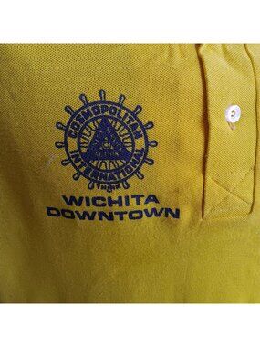 WICHITA KANSAS Vintage Mens Polo Shirt XL 80's YELLOW SS knit Golf/Polo/Tennis